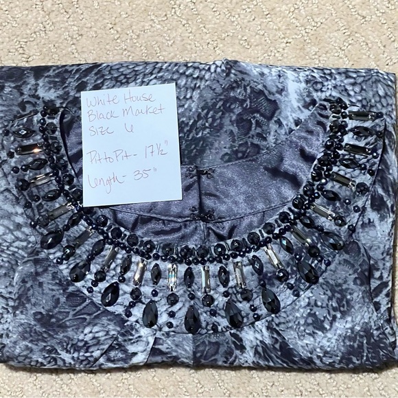 White House Black Market Snakeskin Print Halter Jeweled Neck Mini Dress Sz 6 - Picture 10 of 10